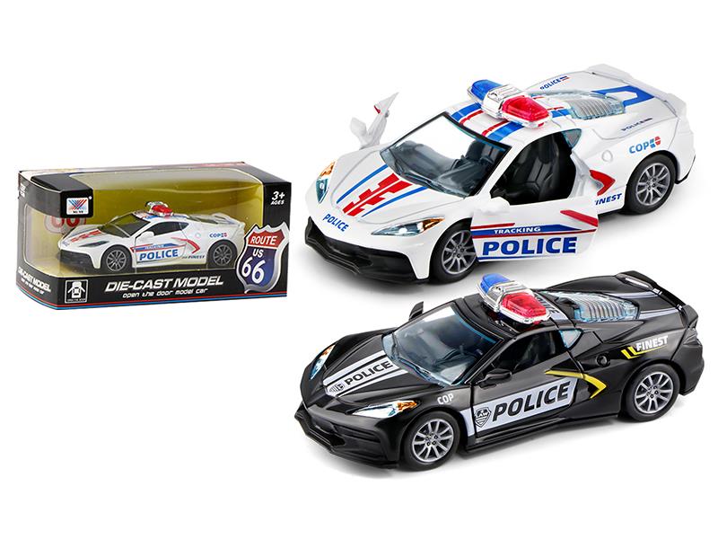 1:32 C8 Pull Back Open The Door Alloy Police Car(1PS)