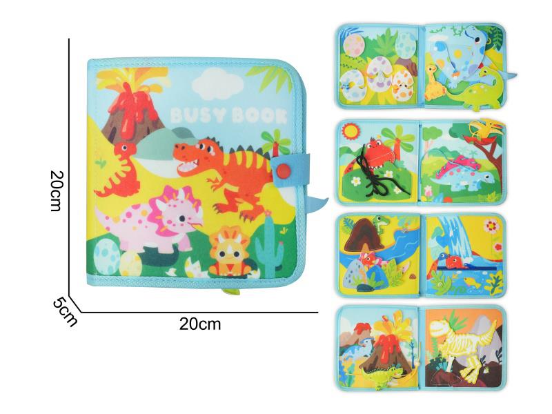 Montessori Early Childhood Education And Intelligence Development - Felt Light Blue Dinosaur Quiet Book