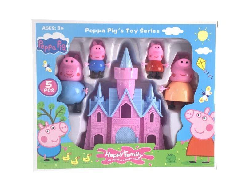 Peppa Pig Family Four Dolls + Peppa Pig Dream Castle