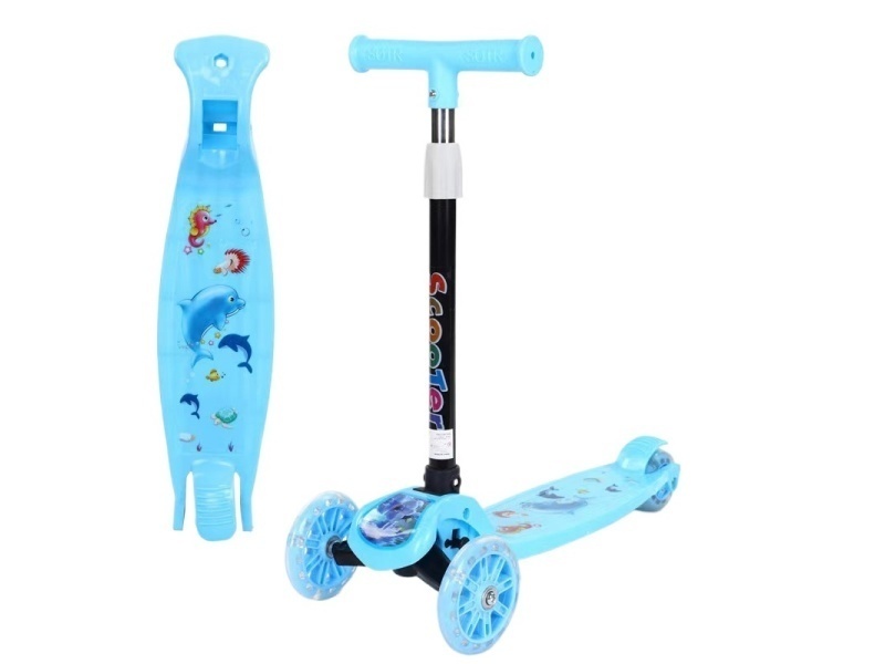 Children'S Scooter, One-Click Folding, Flashing Wheels