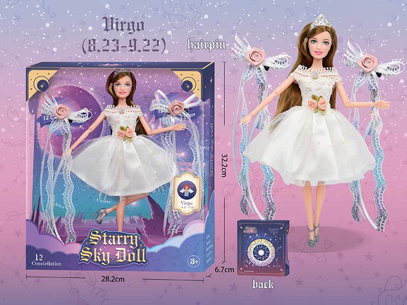 11.5 Inch 12-Joint Constellation Fashion Doll - Virgo(8.23-9.22)With 2 Hairpins, Crown