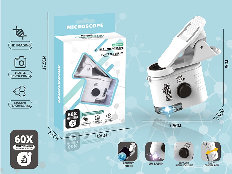 60X Mini Portable Microscope with Phone Stand