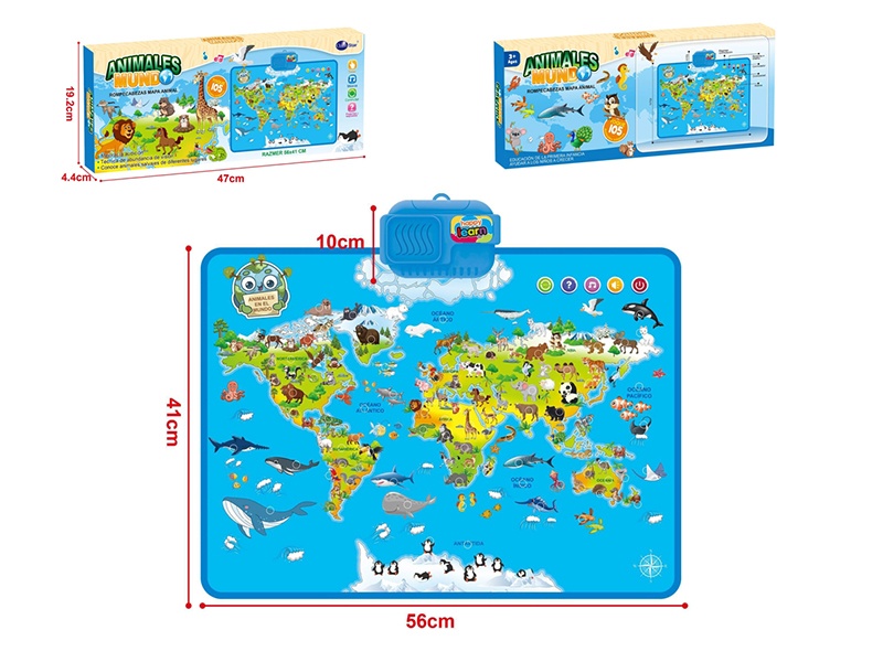 Castellano Audio Point Reading Animal World Map