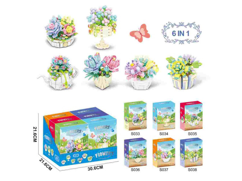 Blocks Meaty Plant 274/283/255/293/253/306 Pcs (6 / Display Box) - Flower Series