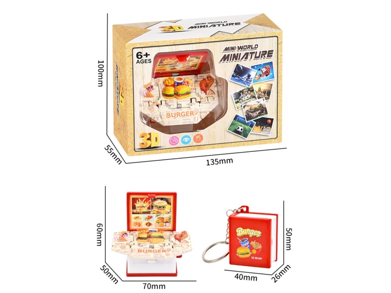 3D Stereoscopic Folding Pop-Up Book -Mini Burger Set (Upgraded And Enhanced Version)