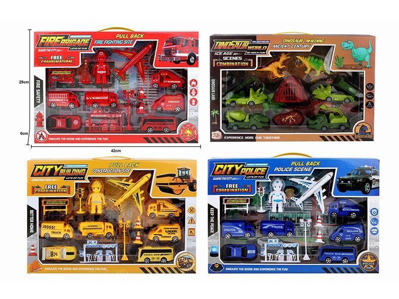 Engineering Trucks/Fire Engine/Police Cars/Dinosaur Trucks Set