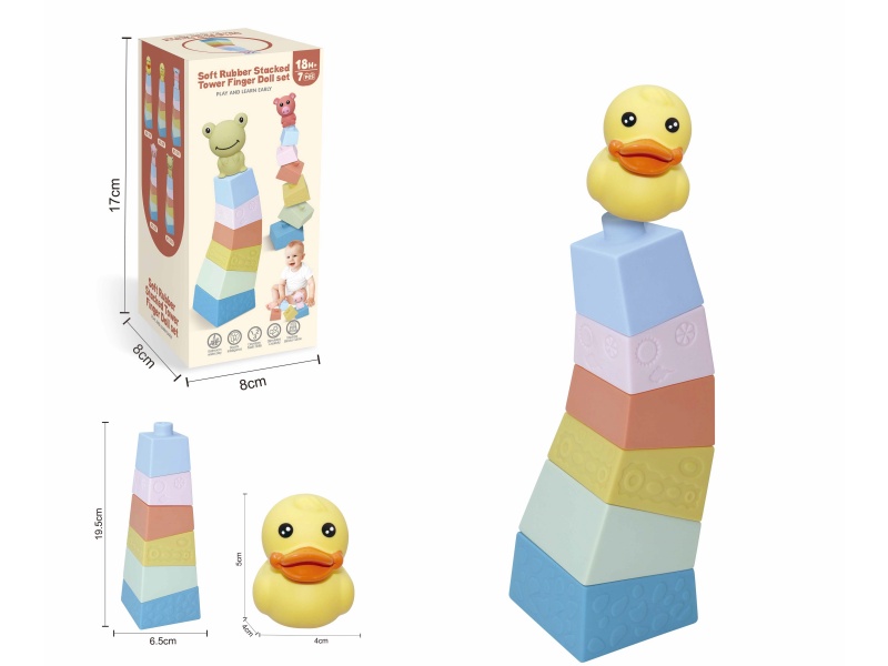 Soft Plastic Stacked Tower Finger Doll Set(Duck) 7pcs