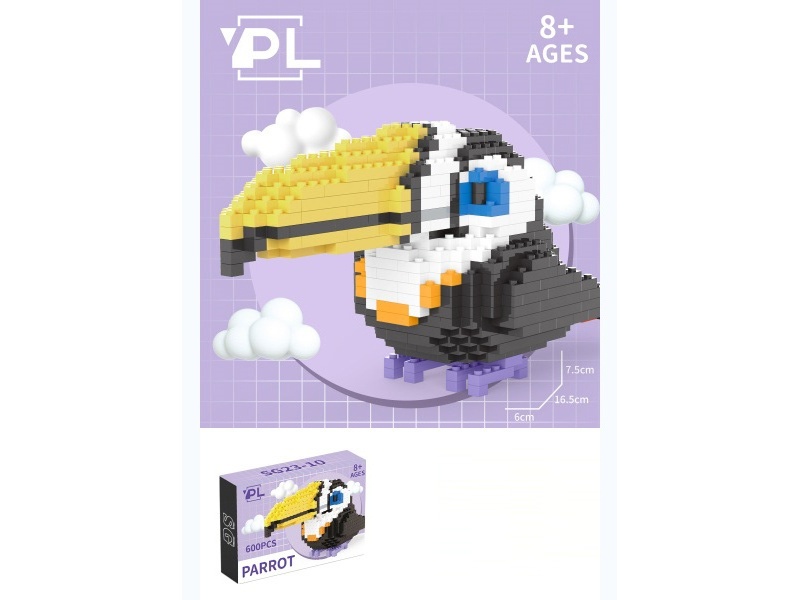 600 PCS Of Blue-Eyed Toucan Building Blocks