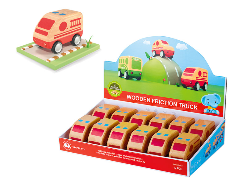 Wooden Mini Fire Engine With Music And Lights 12PCS/Box