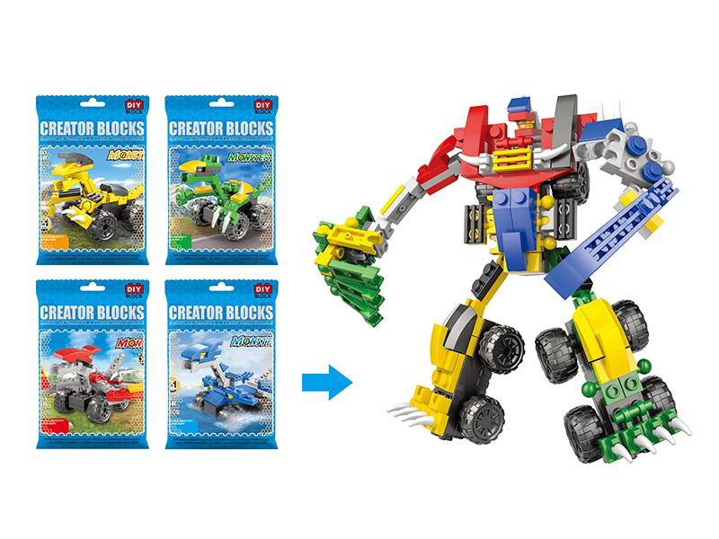 Pull Back Dinosaur Off-Road Vehicle Building Blocks(39-44PCS)