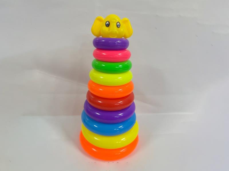 Baby Elephant Rainbow Tower Jenga Ring 10 Layers
