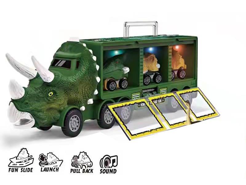 Dinosaur Storage Friction Car With Light And Music,3 Pull Back Car