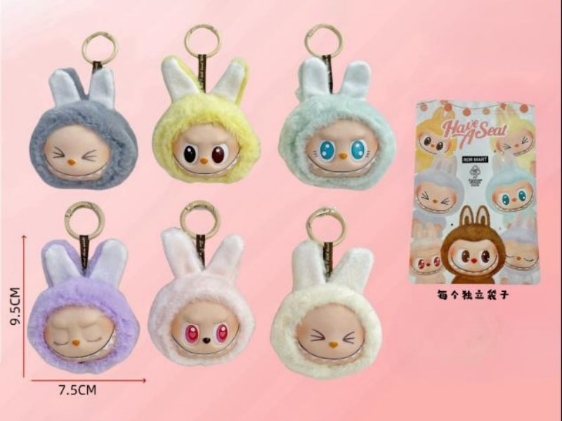 Labub 2Nd Generation Blind Box Pendant, Vinyl Plush Headgear, Sitting Party Doll Gift (12 Pieces)