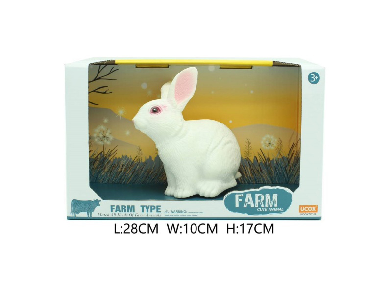 8-Inch Rubber-Lined Cotton White Rabbit