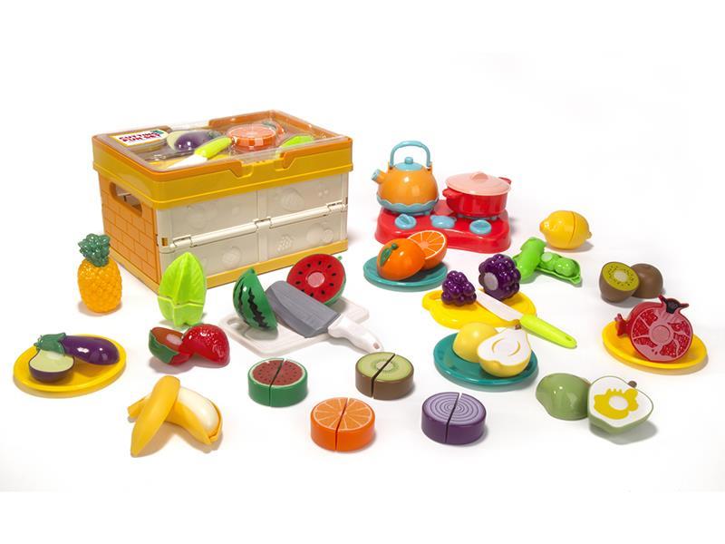 Fold Basket Simulated Cutting Fruits And Vegetable Set