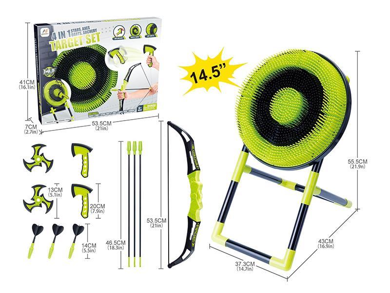 14.5" 4 In 1 Stars, Axes Darts, Archery Target Set