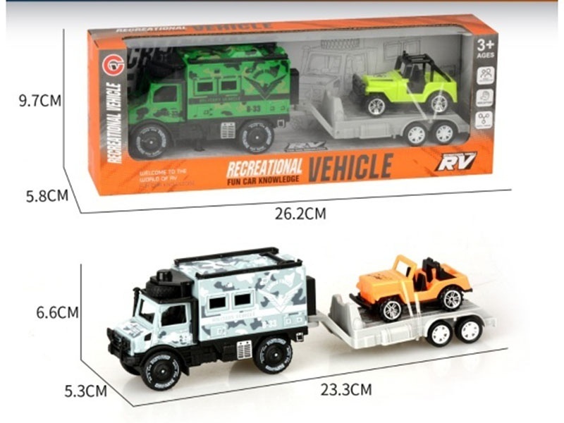 A Small Inertial Single-Row Unimok Military Vehicle Towed A Sliding Vehicle