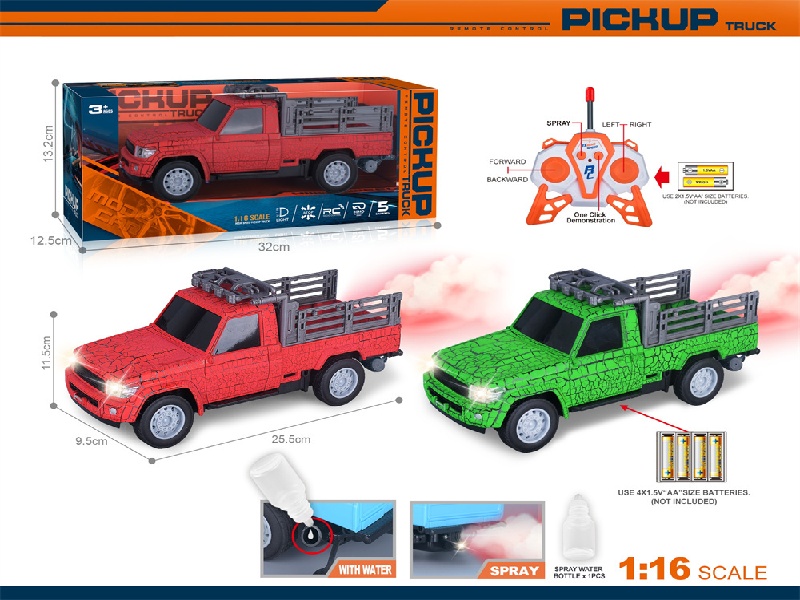 40Mhz 1:16 Five-Channel Spray With Front Headlight One-Click Demonstration Of Spray Painting Crack Remote Control Pickup Truck (Without Electricity Included)