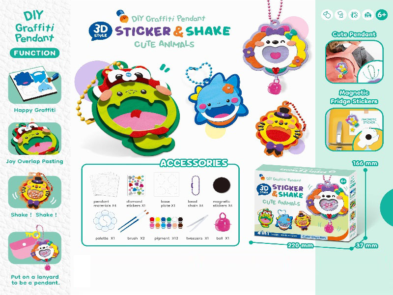 Diy Three-Dimensional Graffiti Sticker Dolls, Fridge Magnets - Animal Series Graffiti Drawing, Handmade Diy Keychains, Pendants, Creative Handmade Toys