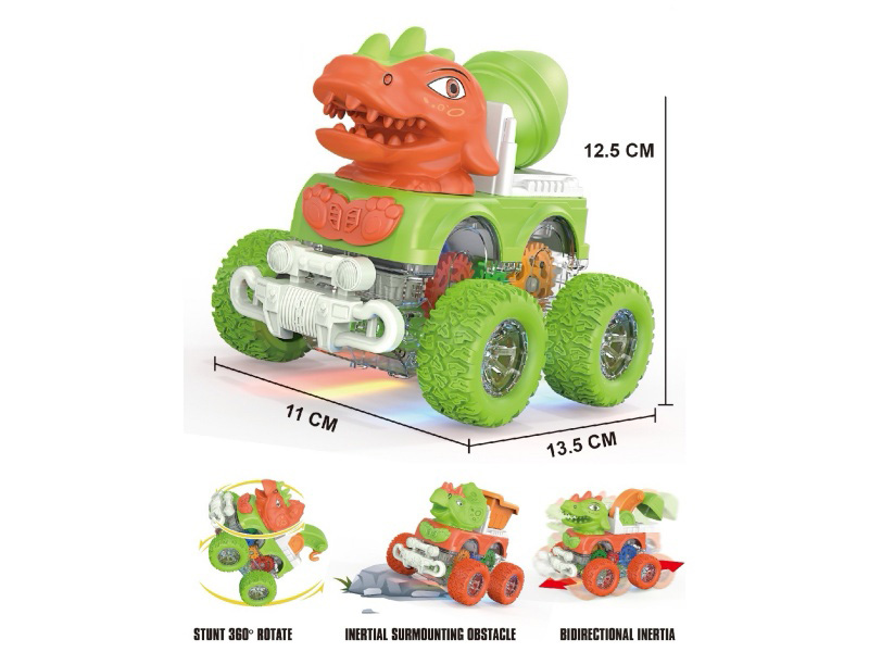 Transparent Gear Four-Wheel Drive Climbing Stunt Rotating Dual-Inertia Dinosaur Engineering Team
