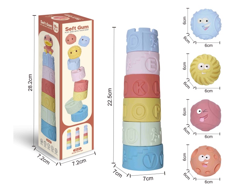 Soft Plastic Space Ball Stacking Tower Toy 7pcs