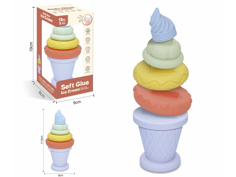 Soft Plastic Ice Cream Stacking Toy 5pcs
