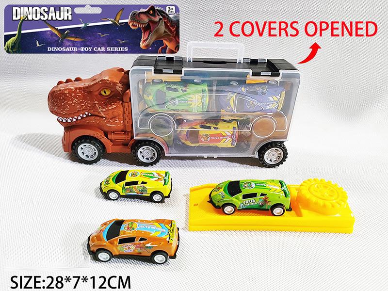 Dinosaur Storage Container Truck With 3pcs Iron Cars + Launcher