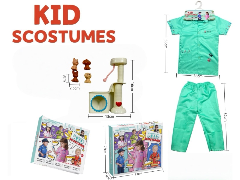 Diy Clothing Role-Playing Pet Doctor Top + Pants + 5-Piece Set (Thickened Style) (Color Box Style) Green