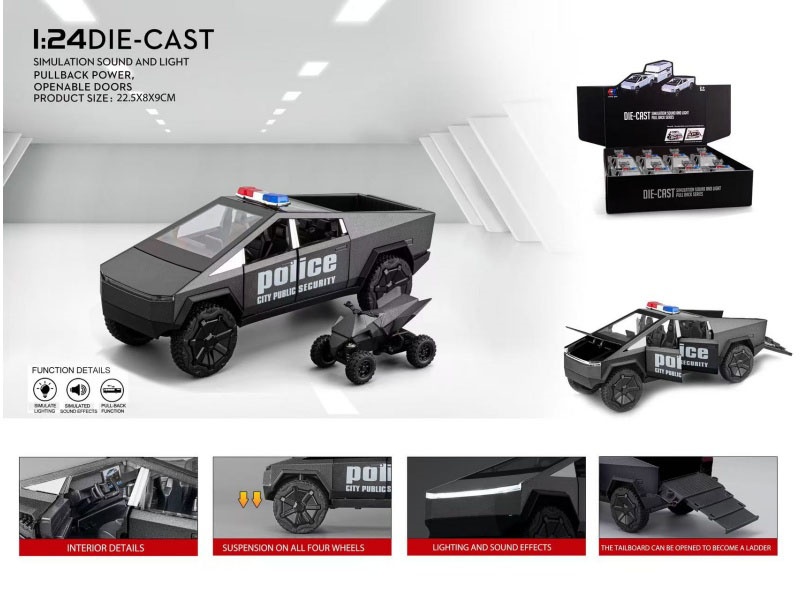 1:24 Tesla Pickup Police Car