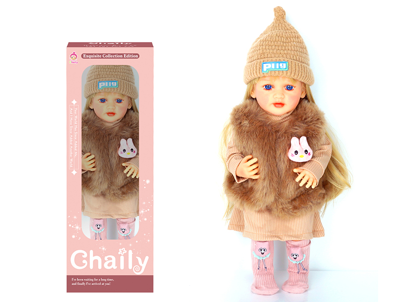 55CM Soft Glue High Simulation Baby Doll(Wig Sheath)With Diaper, Birth Card, Woollen Cap