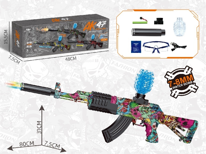 Great Ak47 Water Bomb Gun All Saints Skull (Colorful Light)