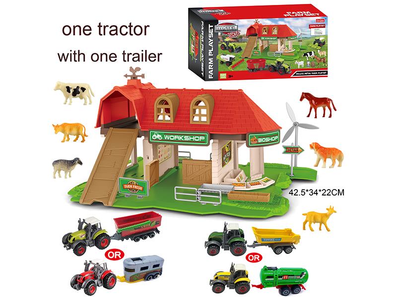 Alloy Car Farm Parking Lot Scene Set