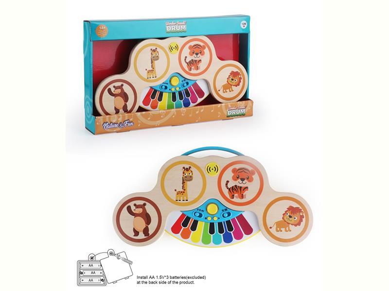Wooden Touch Electronic Drum & Piano With Lights And Music