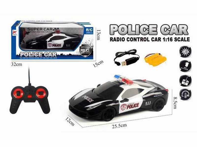 27Mhz 1:16 4-Channel Remote Control Simulated Police Car With Lights(Including Batteries)