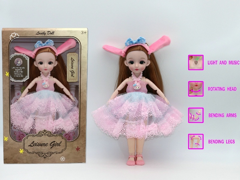 12-Inch 3D Simulation Eye 15-Joint Real-Life Music And Light Barbie Doll