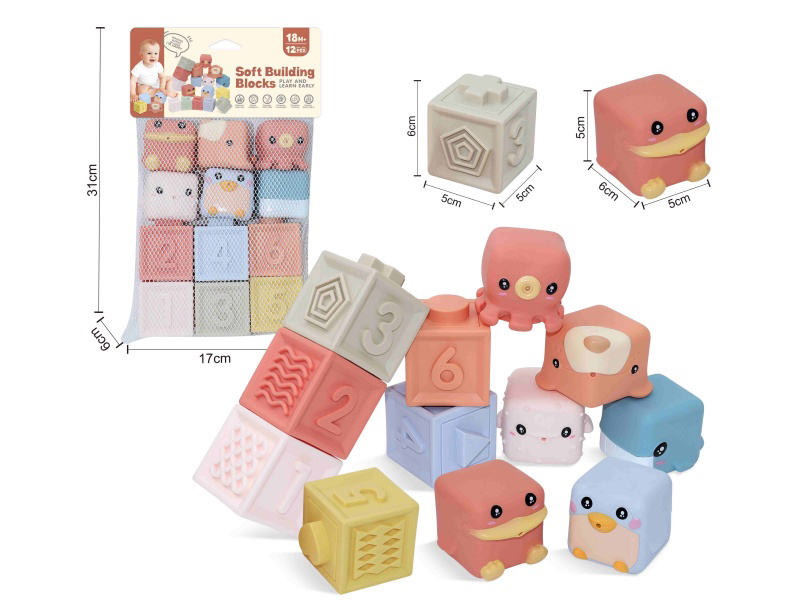 Animal & Numbers Soft Building Blocks 12PCS