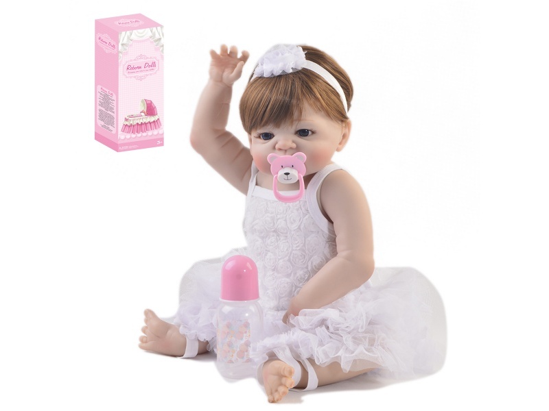 56Cm Rebirth Doll High-Fidelity Baby Doll (Wig) With Baby Bottle, Magnetic Pacifier, Diaper, Birth Card