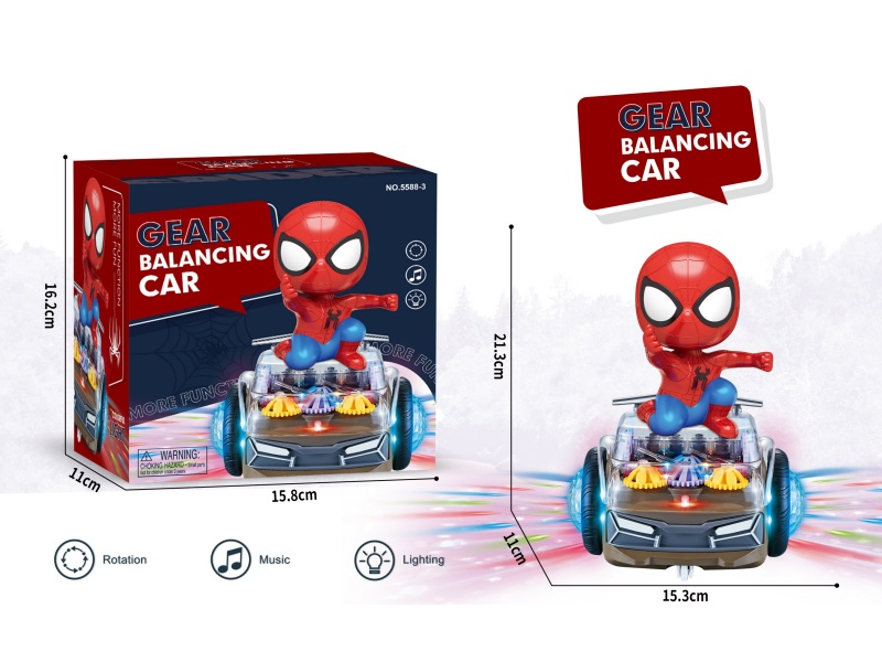 Electric Transparent Gear Balance Car Spider-Man (With Lights And Music)