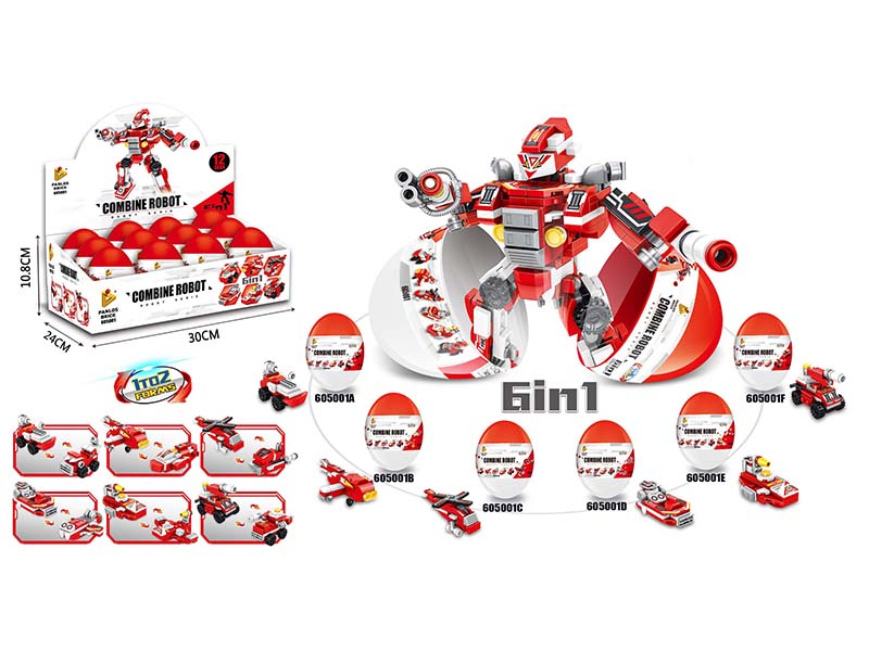 Building Blocks Eggs 6 In 1 Fire Control Robot 6pcs