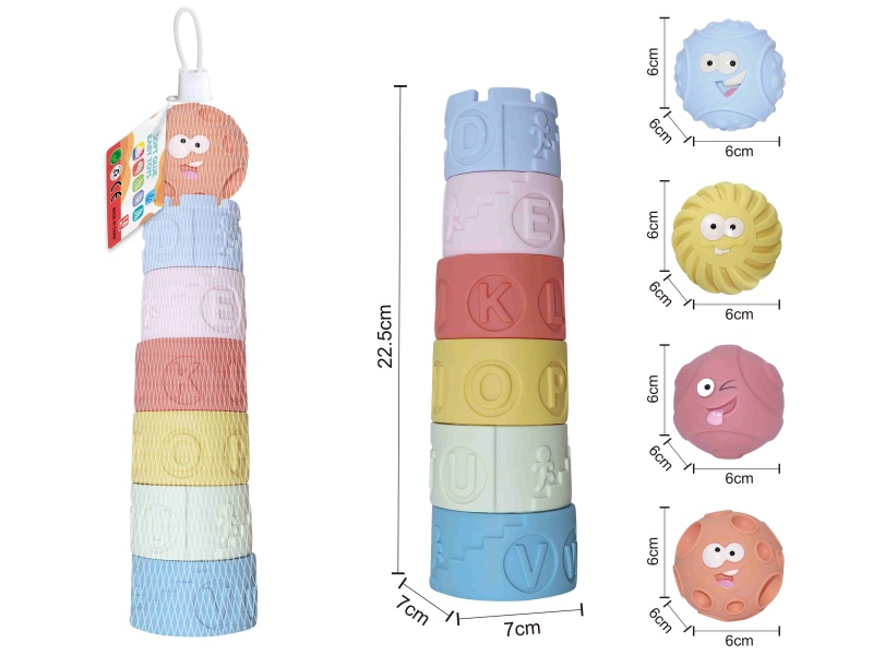 Soft Plastic Space Ball Stacking Tower Toy 7pcs