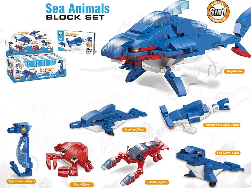 6-In-One Underwater Series Small Lego-Style Building Blocks