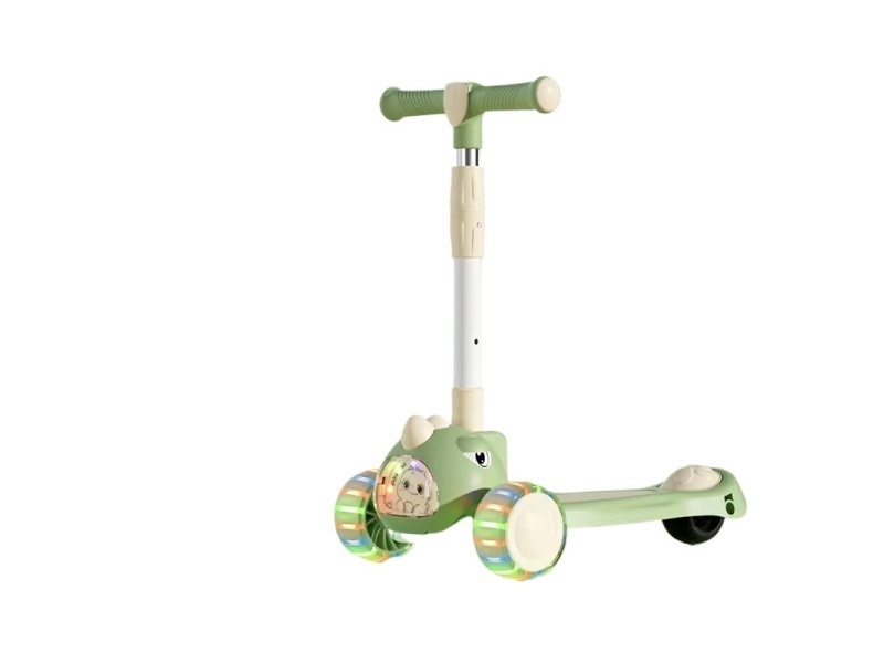 Children'S Scooter, One-Click Folding, Widened Flashing Wheels With Music And Lights