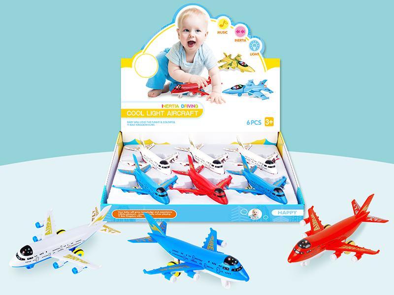 6PCS(2) Friction Airplane With Light and Music(2)