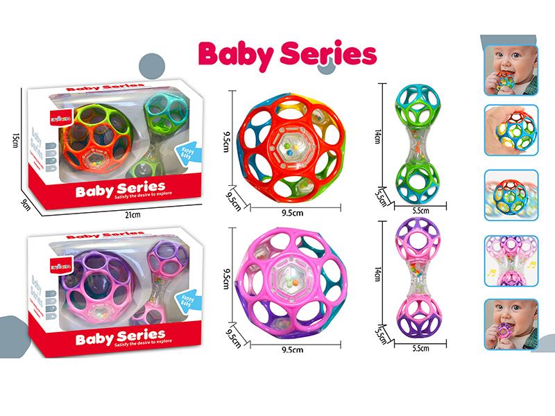 Soft Rubber Ball With Bell + Dumbbell Rattle