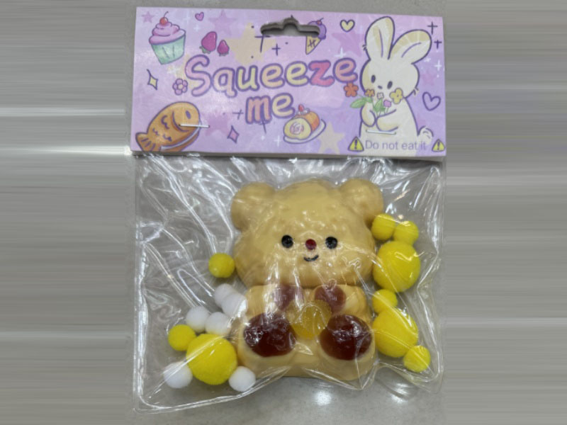 Jelly Kneading Fun Spray-Painted Butter Bear Pom-Ball + Card Head