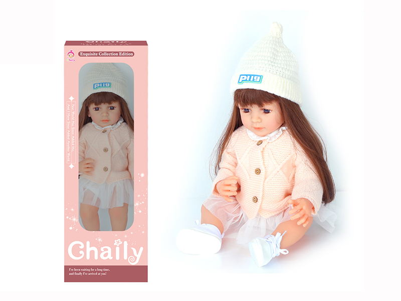 55CM Soft Glue Reborn Baby Doll(Machine Hair Transplant)With Diaper, Birth Card, Woollen Cap