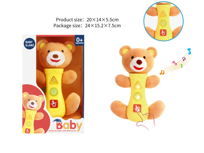 Plush Bear Baby Rattle With Light And Music