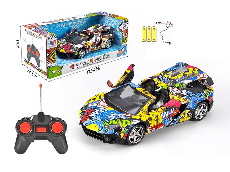 1:18 Lamborghini 3 Open Doors Graffiti Remote Control Convertible Car(With Charger,Rechargeable Batteries)