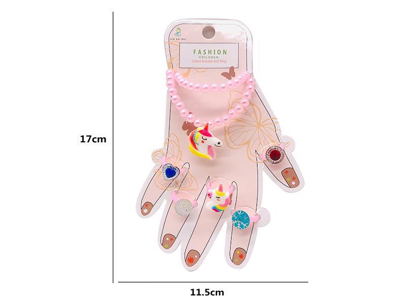 Adornment Toys- Unicorn Bracelet Ring Set