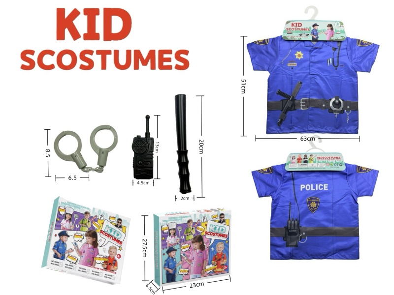 Children'S Diy Clothing Role-Playing Police Officer + 3-Piece Set (Thickened) (Color Box Style)